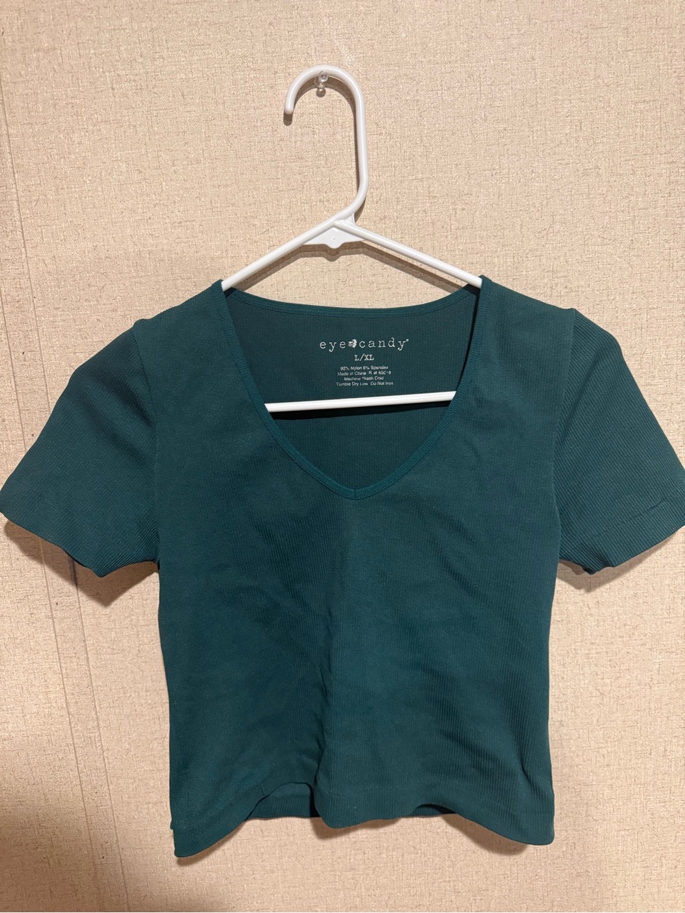 eye candy Teal V-Neck Ribbed Crop Top
